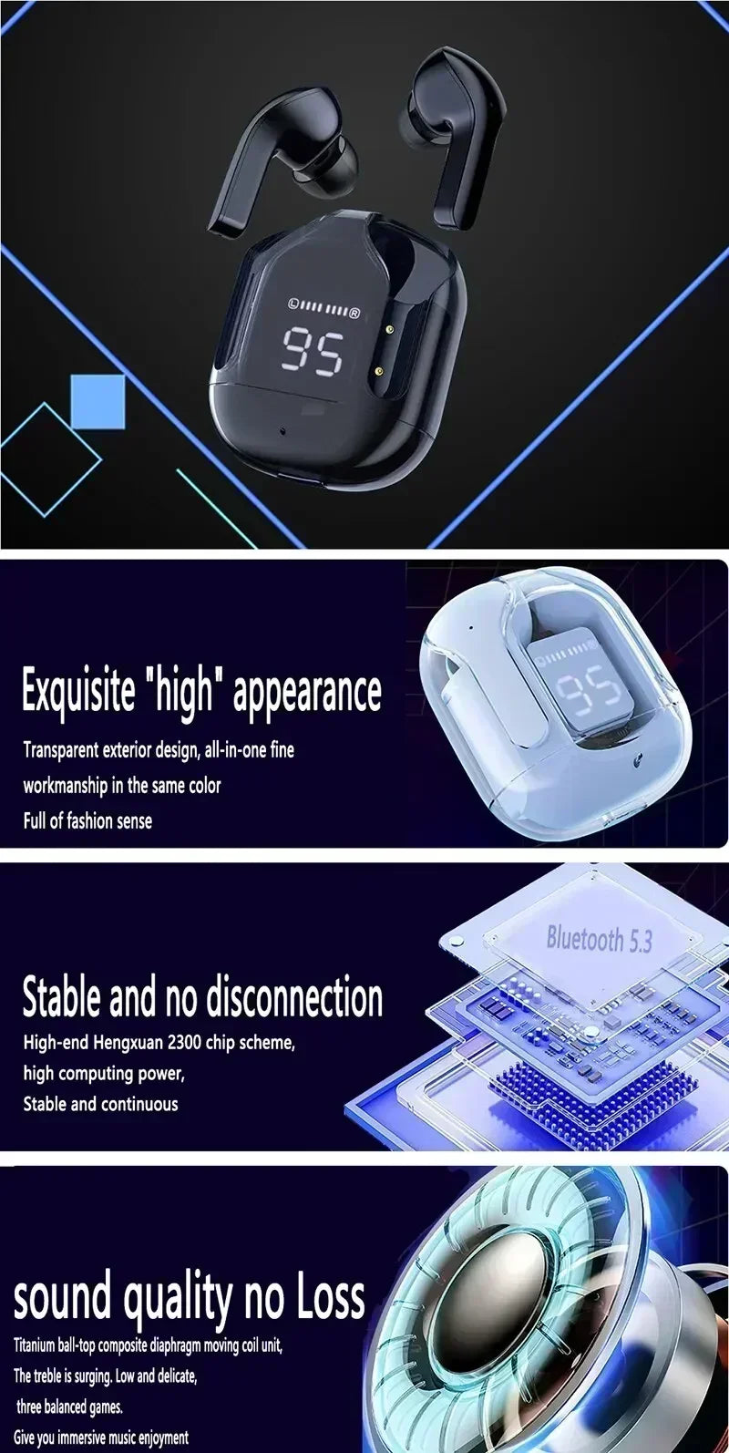 Fone de ouvido Bluetooth sem fio T2 Tws.